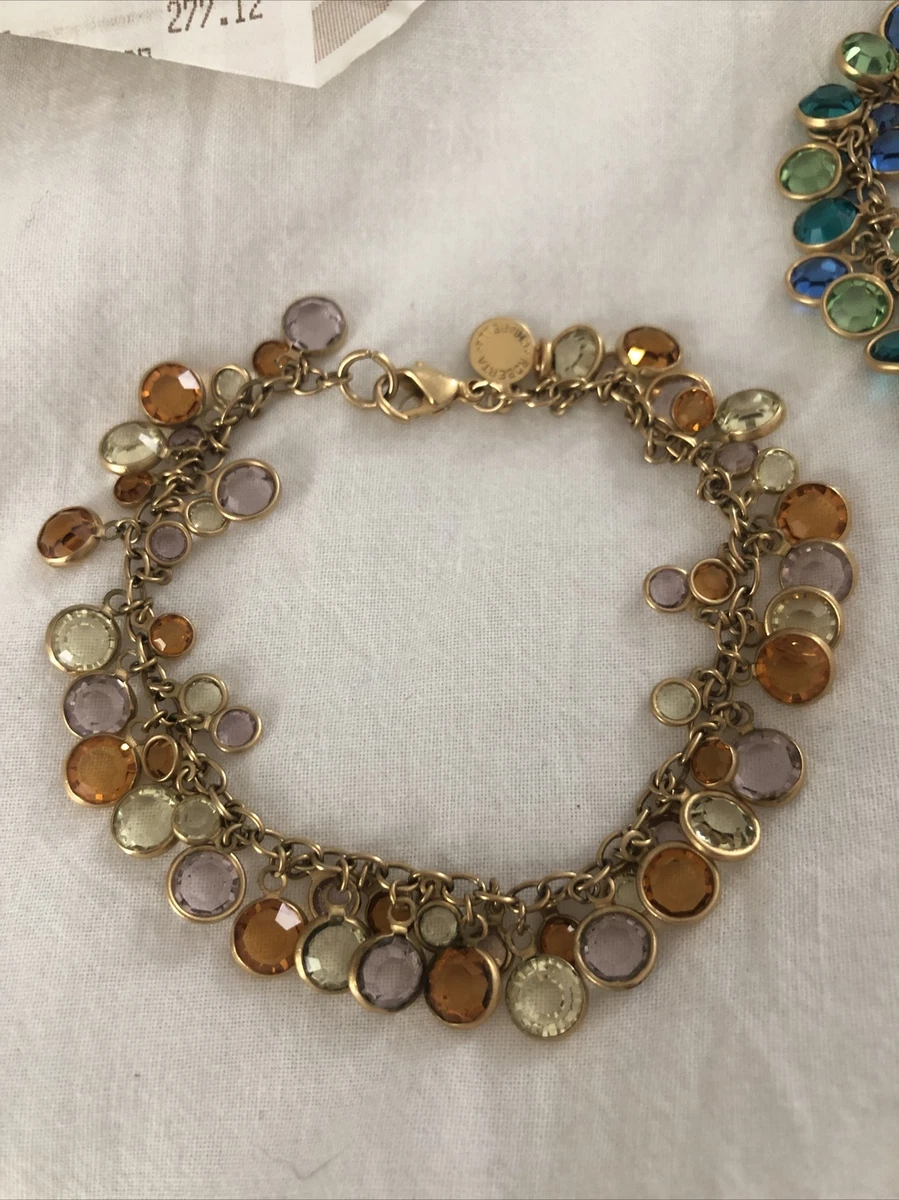 Karen Cardosa jewelery Bracelets, Gold And Turkoise Gems On Gold Colored Metal.
