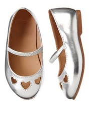 Gymboree Toddler Girls Silver Heart Flats Dress Shoes Size 5
