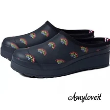Hunter Mini Rainbow Print Clogs Size 8 New