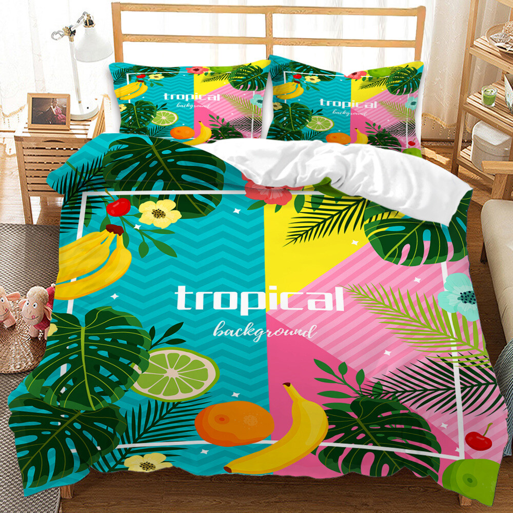 Tropic Fruit Banana Lemon Duvet Quilt Cover Twin Queen Bedding Comforter Cover
