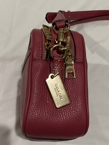 WoW RARE Coach Pink Grain Leather Clutch Crossbody Gold Double Zipper Bag Purse - Picture 6 of 14