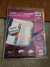 Avery Ready Index A-Z Tabs Table of Contents Index Dividers For Laser & Inkjet