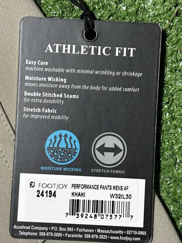 FOOTJOY ATHLETIC PERFORMANCE SPORTS GOLF STRETCH PANTS TAN 32x30 NWT - Picture 8 of 8