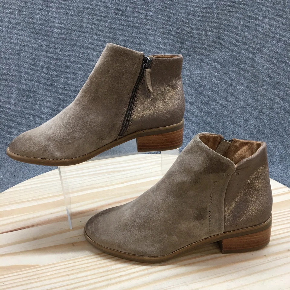 Botas Comfortiva para mujer 7,5 botín ancho cuero marrón cremallera lateral tacones bloque Foto 2 de 4