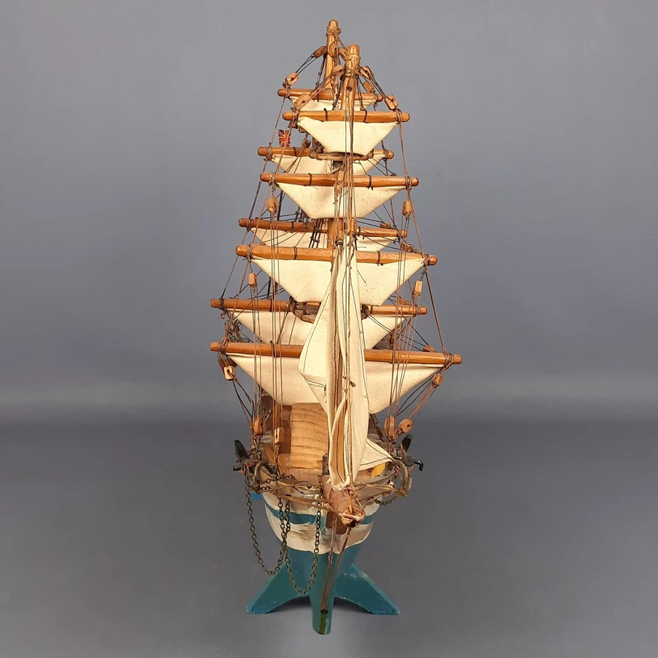 Grande Veliero Legno Modello Fatto A Mano In Italia Esposizione Vintage 1960 - Immagine 3 di 4