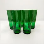 5 Vintage Anchor Hocking Forest Green Straight Tumblers High Ball Tom Collins
