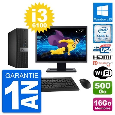 PC DELL 5040 SFF Bildschirm 27 '' i3-6100 RAM 16Go Scheibe 500Go HDMI Windows 10