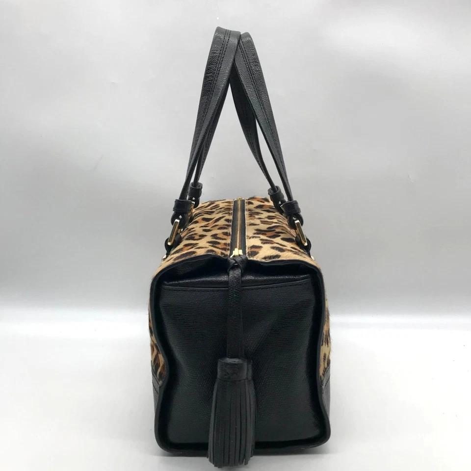 Talbots Black Leopard Print Fur Satchel Bag - Image 4 of 4