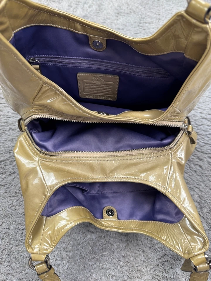 Coach Handbag Madison Maggie Hobo Beige Patent Leather Tote Shoulder Bag Purse - Image 4 of 4