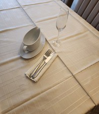 1pcs Cream Ivory Tablecloths Table Linen Rectangle 72" Jacquard Chequer Catering