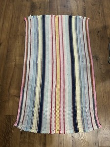 Hand Made Vintage Rag Rug 3’7x24” Farmhouse, Boho,Shabby Chic, Cottage Decor