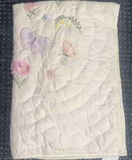 Pottery Barn Kids Wildflower Butterfly Toddler Quilt 36 x 50 NWD