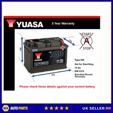 Battery fits AUDI Q2 Q3 A2 A1 A4 Allroad S5 TT A5 Q5 S1 RS3 Yuasa 096