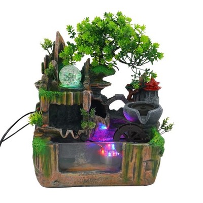 Indoor Rockery Waterfall Fountain Feng Shui Water Sound Desktop Fountain w/LED