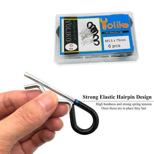 6 Pcs Heavy Duty Hitch Pins Clip R Clips Spring Rubber-Coated M3.5x75mm-6P - Picture 4 of 7