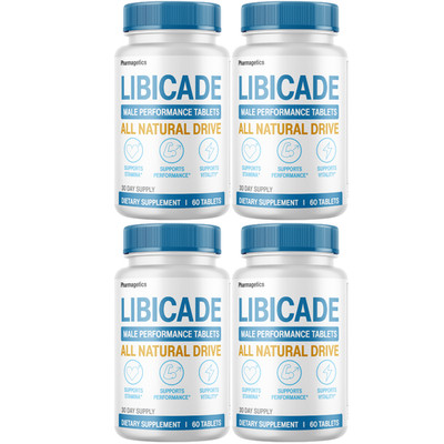 Libicade Male Performance Formula Tablets, (4 Bottles) Official Vitality Support