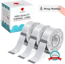 Phomemo D30 Label Tape 14mm x 30mm Black on Clear 210 Labels 3-Roll