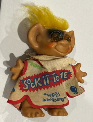 Rare 1968 Uneeda ''Sock-it-to-me'' Troll Doll. Bulging Eyes Yellow Hair.