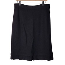 St. John Collection by Marie Gray Knit Pleated Edge Black Skirt 12