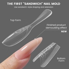 MR NAIL Sandwich Nail Forms 15size 240pcs Oval Extension Dual Form No