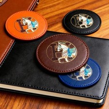 Hermès Leather Coasters Set of 4 - Horse Motif, Luxury Desk & Table Decor