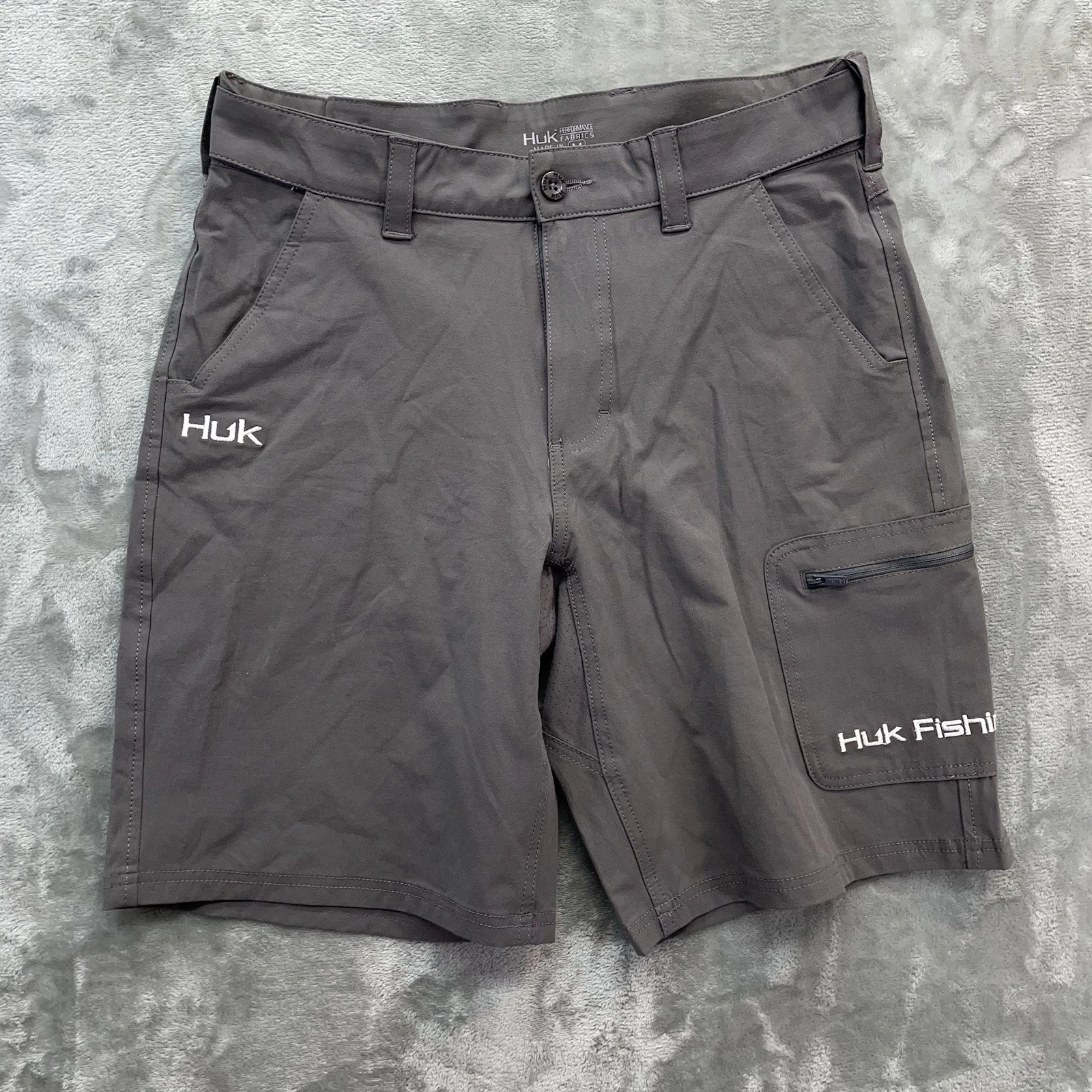 HUK shorts men's medium Next level cargo fishing deck guide performance gray