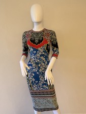 Alice + Olivia Multicolor Floral Print Midi Bodycon Dress Zip 3/4 Sleeve size S