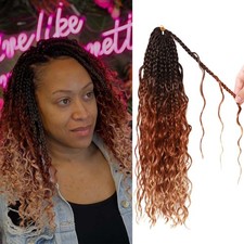 Box Braids Crochet Hair 14 Inch 9 Packs Water Wave for Black Women 1B/30/27