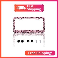 Pink Leopard Print License Plate Frame Cheetah Animal Print License Plate Holder