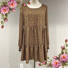 Wild Fable Floral Long Sleeve knee length Dress size M med medium