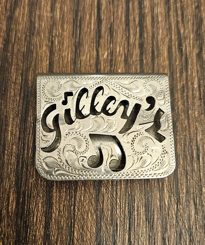 Gilley's Nite Club Silver Money Clip Musical Notes Vintage