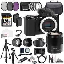 Sony ZV-E10 Black Body Sony FE 35mm f/1.8 Lens 128GB 9PC Filtr MEGA Kit