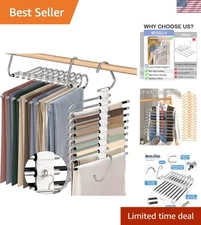 Adjustable 9-Layer Pants Hangers for Closet Organization - Antiquewhite - 2 Pack
