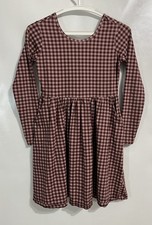 Quince Girls Size 12 Fit & Flare Organic Cotton Checkered Dress Fall Pockets