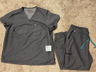 FIGS Unisex Medical Scrubs Set Solid Gray Top Size 3XL & Pants Size XL