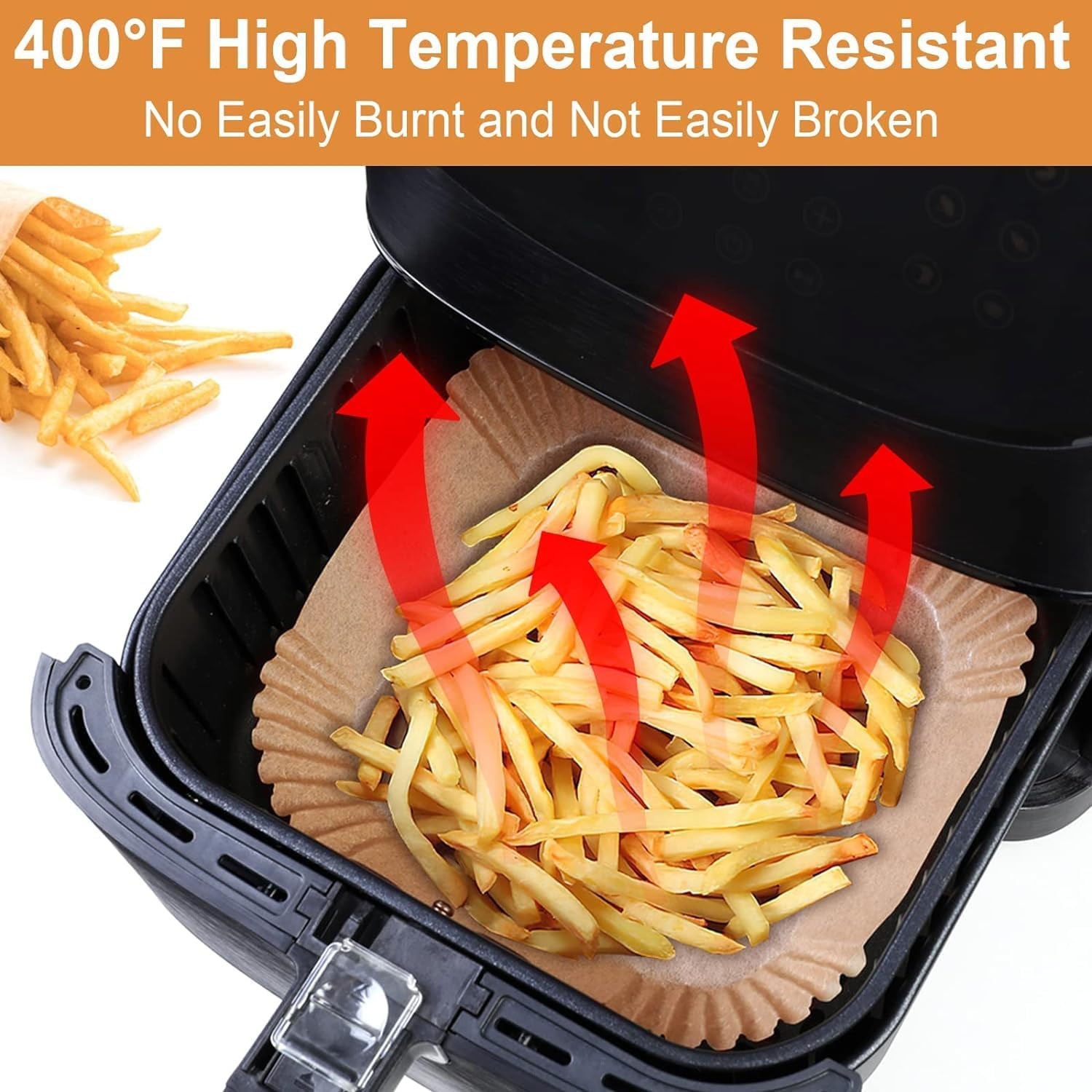 AiQInu Carta Forno per Friggitrice ad Aria,100 Pezzi 23 cm Carta Pergamena Quadr foto 6