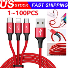 3in1 Fast Usb Charging Cable Universal Multi Function Cellphone Charger Cord Lot