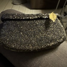 Beaded Evening Clutch with Metallic Leaf Accent for Party