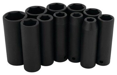 Performance Tool Socket Set 1/2 Inch Drive Standard Deep Impact Black M590DB