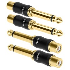 RCA to 1/4 Inch Adapter 4 Pack TS Mono Male to RCA Female 6.35mm Quarter Inch