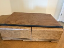 Vintage VHS Tape Holder Faux Wood 2 Drawer Cabinet Storage Case Holds 18 Tapes