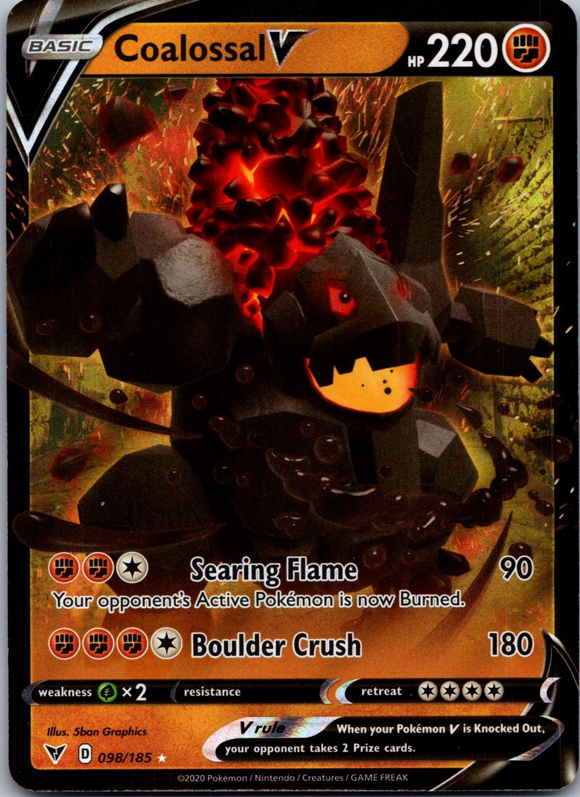 Coalossal V 098/185 Holo V Rare Vivid Voltage Pokemon Near Mint