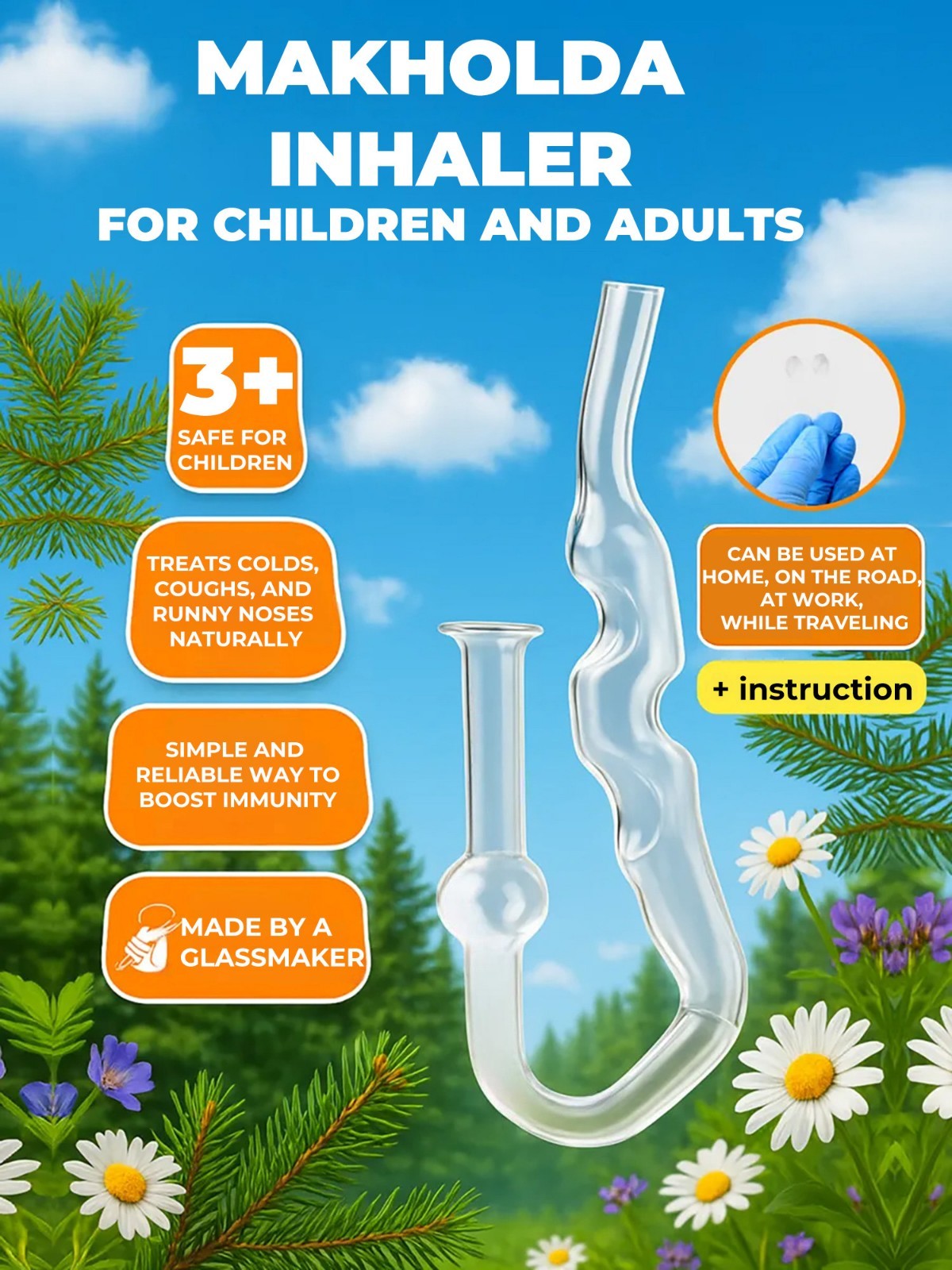Maholda Glasinhalator für Kinder & Erwachsene gegen Erkältung, Husten, Atembesch