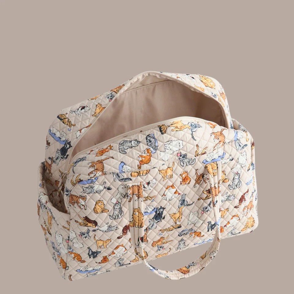 Nueva bolsa de equipaje de viaje Vera Bradley A CATS LIFE grande de fin de semana beige Foto 3 de 4