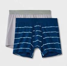 NEW Goodfellow  Co sz XL 40-42" Men's Boxer Briefs Blue Aqua Striped 2 pk X94