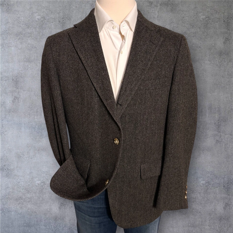 Blazer GANT Vintage Para Hombre 44R Marrón Lana Espiga Abrigo Deportivo Chaqueta EE. UU. Foto 2 de 4