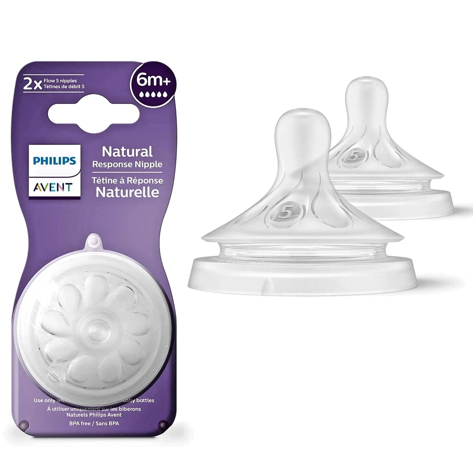 Philips Avent Natural Response Nipple Flow 5, 6M+, 2pk, Mod. SCY965/02 (PAQUETE DE 2) Foto 2 de 4