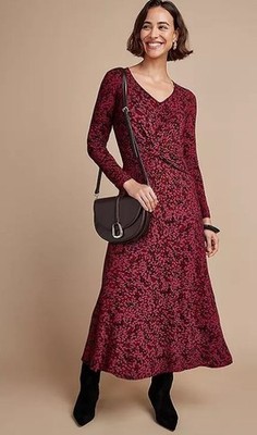 FREEMANS Printed Jersey Maxi Dress in Red UK 20 Plus (fm235-4)