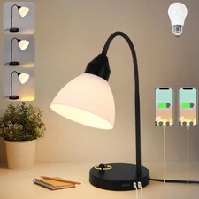 Desk Lamps, Table Lamps for Bedrooms with 2 USB Port, Stepless Dimmable 