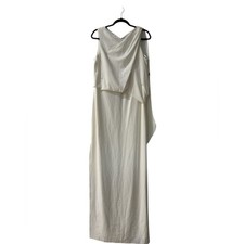 Halston Heritage- Asymmetric Draped Gown in Chalk